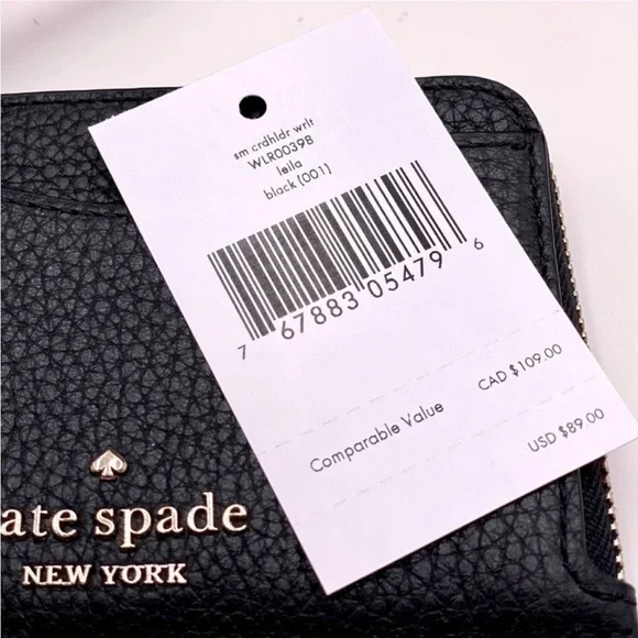 Kate Spade leila small card holder wristlet wallet black - Picture 9 of 10